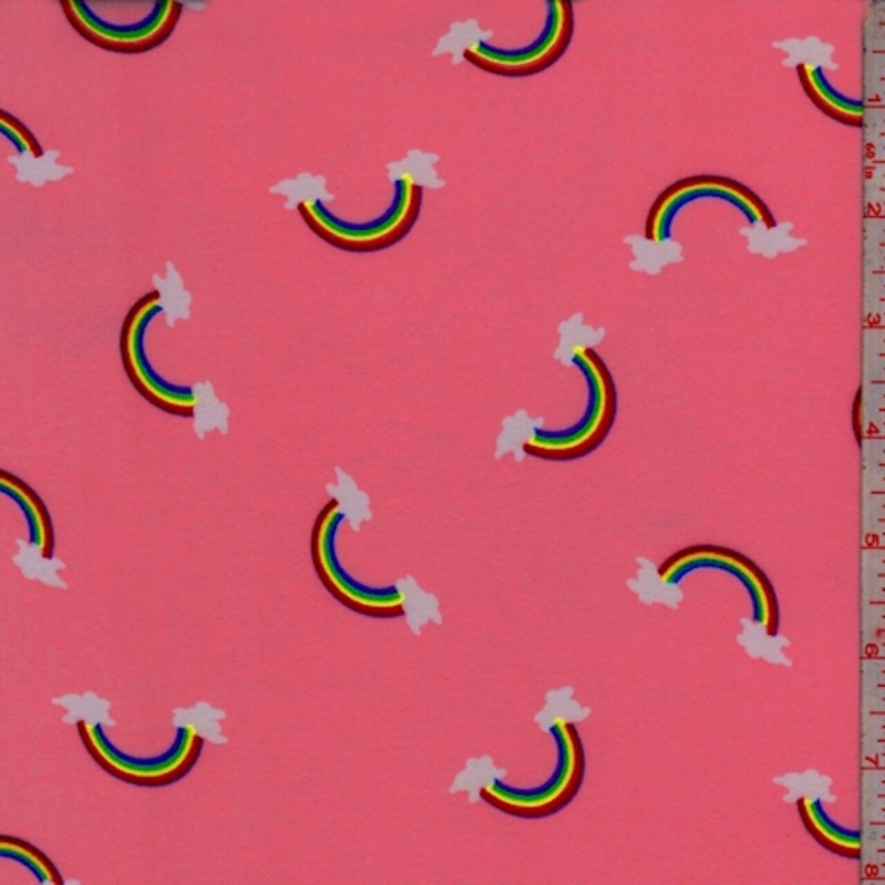 Neon Pink Rainbow Double Brushed Jersey Knit Fabric By the Yard